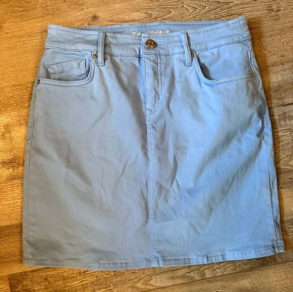 Tommy Bahama Boracay Beach Short Skirt Size 4 Light Blue Denim